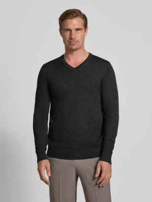 Sweter z dzianiny z mieszanki wełny z dekoltem w serek Christian Berg Men