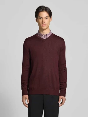 Sweter z dzianiny z mieszanki wełny merino z dekoltem w serek Christian Berg Men