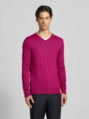 Sweter z dzianiny z mieszanki wełny z dekoltem w serek Christian Berg Men