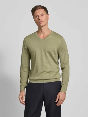 Sweter z dzianiny z mieszanki wełny merino z dekoltem w serek Christian Berg Men
