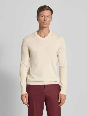 Sweter z dzianiny z mieszanki wełny merino z dekoltem w serek Christian Berg Men