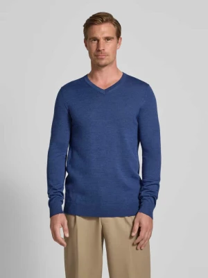 Sweter z dzianiny z mieszanki wełny z dekoltem w serek Christian Berg Men