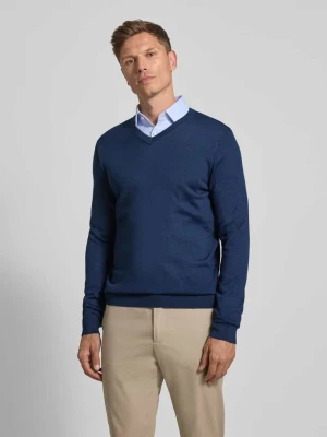 Sweter z dzianiny z mieszanki wełny merino z dekoltem w serek Christian Berg Men