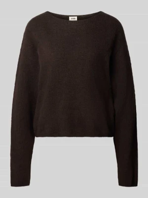Sweter z dzianiny z mieszanki wełny z domieszką alpaki model 'IMENY' Drykorn Ciemnobrązowy