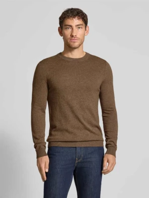 Sweter z dzianiny z mieszanki wełny z domieszką kaszmiru MCNEAL Średniobrązowy melanż
