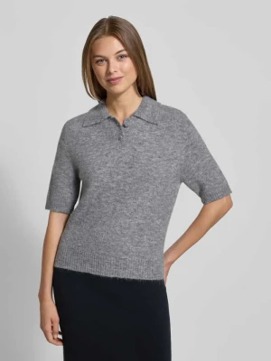 Sweter z dzianiny z mieszanki wełny z kołnierzykiem polo i rękawem o dł. 1/2 Stefanel