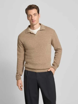Sweter z dzianiny z mieszanki wełny z kołnierzykiem polo model ‘Karl’ casual friday