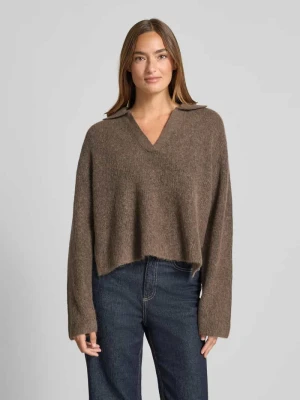 Sweter z dzianiny z mieszanki wełny z kołnierzykiem polo model ‘Thora Aidy’ MOS MOSH
