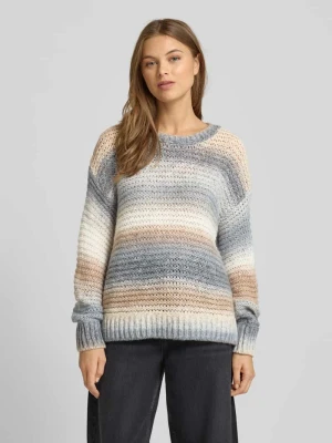 Sweter z dzianiny z mieszanki wełny z okrągłym dekoltem milano italy