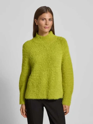 Sweter z dzianiny z mieszanki wełny ze stójką LUISA CERANO Neonowy zielony