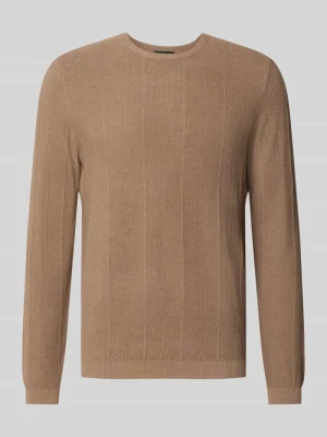 Sweter z dzianiny z mieszanki wiskozy model 'Goa' CINQUE Orzechowy
