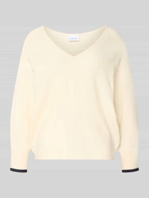 Sweter z dzianiny z mieszanki wiskozy z dekoltem w serek comma