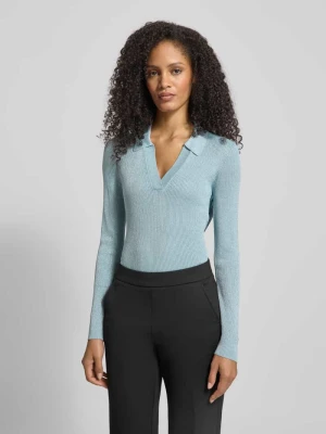 Sweter z dzianiny z mieszanki wiskozy z kołnierzykiem polo i dekoltem w serek Christian Berg Woman Selection
