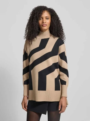 Sweter z dzianiny z mieszanki wiskozy ze wzorem ze stójką Apricot