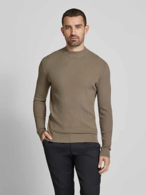 Sweter z dzianiny z mieszanki wiskozy ze wzorem ze stójką CINQUE