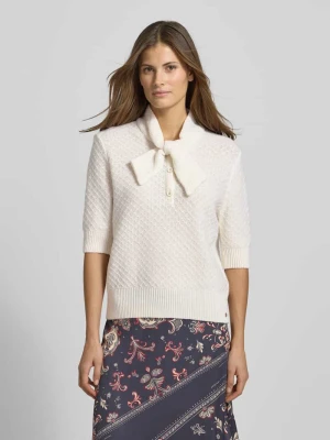 Sweter z dzianiny z mieszanki żywej wełny i kaszmiru z kokardą Marc Cain