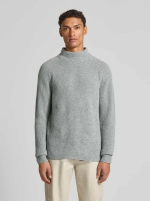 Sweter z dzianiny z mieszanki żywej wełny i wełny z alpaki ze stójką maerz muenchen