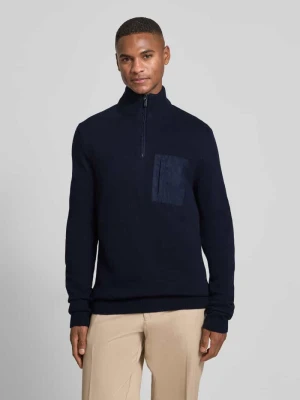 Sweter z dzianiny z mieszanki żywej wełny ze stójką HECHTER PARIS