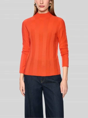 Sweter z dzianiny z mieszanki żywej wełny ze stójką Marc Cain Pomarańczowy