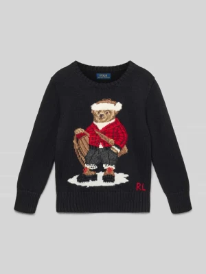 Sweter z dzianiny z motywem i okrągłym dekoltem Polo Ralph Lauren Kids