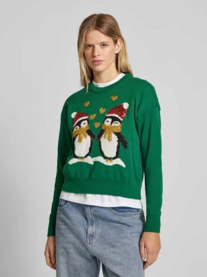 Sweter z dzianiny z motywem świątecznym Only