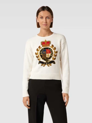 Sweter z dzianiny z nadrukiem z logo Lauren Ralph Lauren