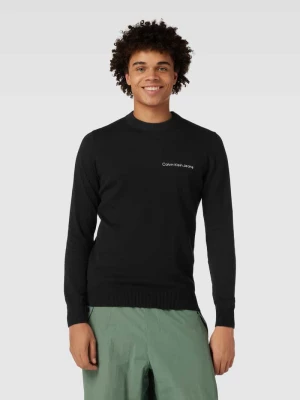 Sweter z dzianiny z nadrukiem z logo model ‘INSTITUTIONAL ESSENTIALS’ Calvin Klein Jeans