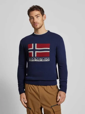 Sweter z dzianiny z nadrukiem z logo model ‘SILVRETTA’ Napapijri