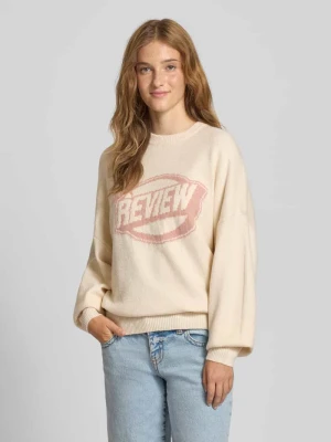 Sweter z dzianiny z nadrukiem z logo Review