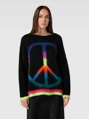 Sweter z dzianiny z nadrukiem z motywem model ‘RAINBOW PEACE’ miss goodlife