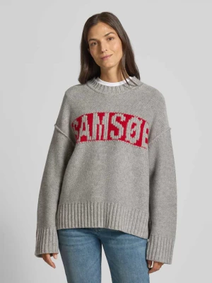 Sweter z dzianiny z napisem z logo model ‘KEIKO’ Samsøe Samsøe