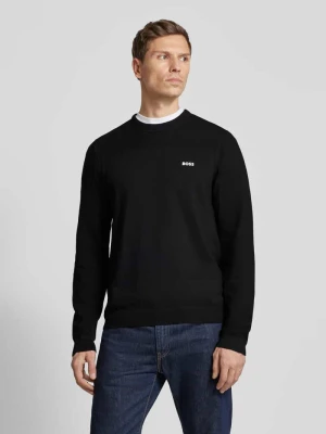 Sweter z dzianiny z napisem z logo model ‘Momentum’ BOSS Green