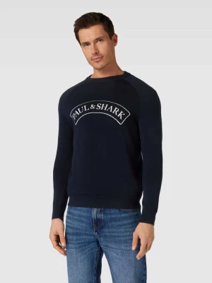 Sweter z dzianiny z napisem z logo PAUL & SHARK