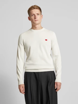 Sweter z dzianiny z naszywką logo model ‘San Cassius’ HUGO