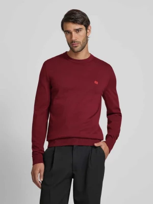 Sweter z dzianiny z naszywką logo model ‘San Cassius’ HUGO