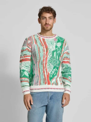 Sweter z dzianiny z naszywką z logo carlo colucci