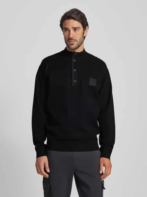 Sweter z dzianiny z naszywką z logo model ‘Drop Needle’ BOSS Green