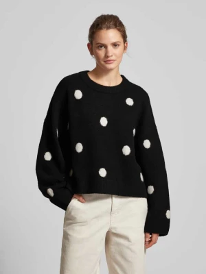 Sweter z dzianiny z obniżonymi ramionami model ‘Floriane’ EDITED Czarny