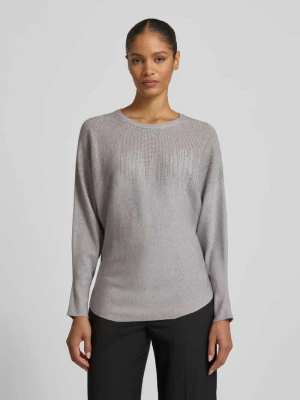 Sweter z dzianiny z obszyciem ozdobnymi kamieniami Apricot