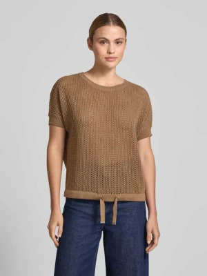 sweter z dzianiny z obszyciem ozdobnymi kamieniami i tunelem monari