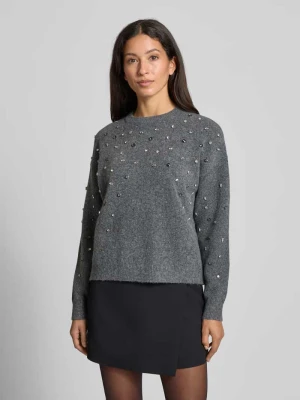 Sweter z dzianiny z obszyciem ozdobnymi kamieniami Jake*s Collection