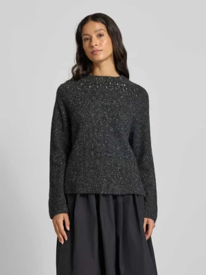 Sweter z dzianiny z obszyciem ozdobnymi kamieniami Marc Cain