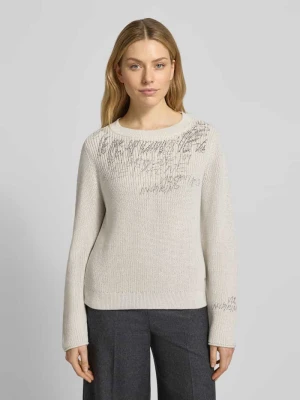 Sweter z dzianiny z obszyciem ozdobnymi kamieniami monari