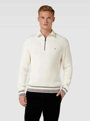 Sweter z dzianiny z obszyciem w kontrastowym kolorze Tommy Hilfiger