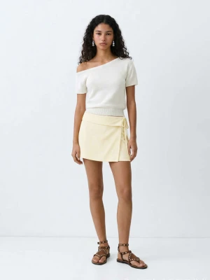Sweter z dzianiny z odkrytym ramieniem biały - Teen - - MANGO TEEN