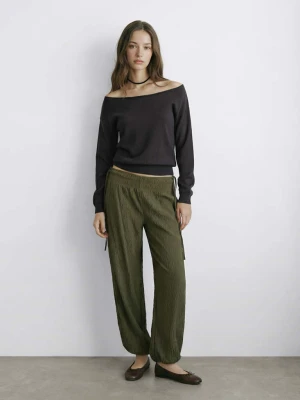 Sweter z dzianiny z odkrytymi ramionami antracytowy - Teen - - MANGO TEEN