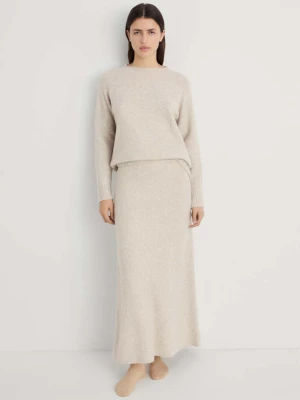 Sweter z dzianiny z okrągłym dekoltem beżowy - Kobieta - - MANGO