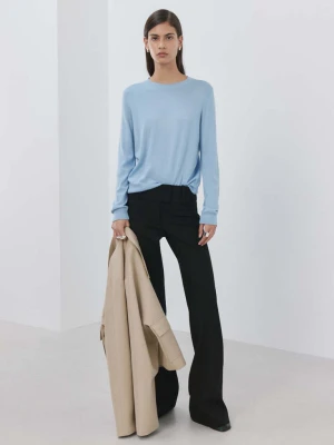 Sweter z dzianiny z okrągłym dekoltem błękitny - Kobieta - - MANGO