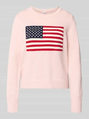 sweter z dzianiny z okrągłym dekoltem GAP Różowy