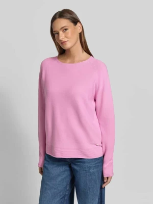 Sweter z dzianiny z okrągłym dekoltem i detalem z logo FYNCH-HATTON